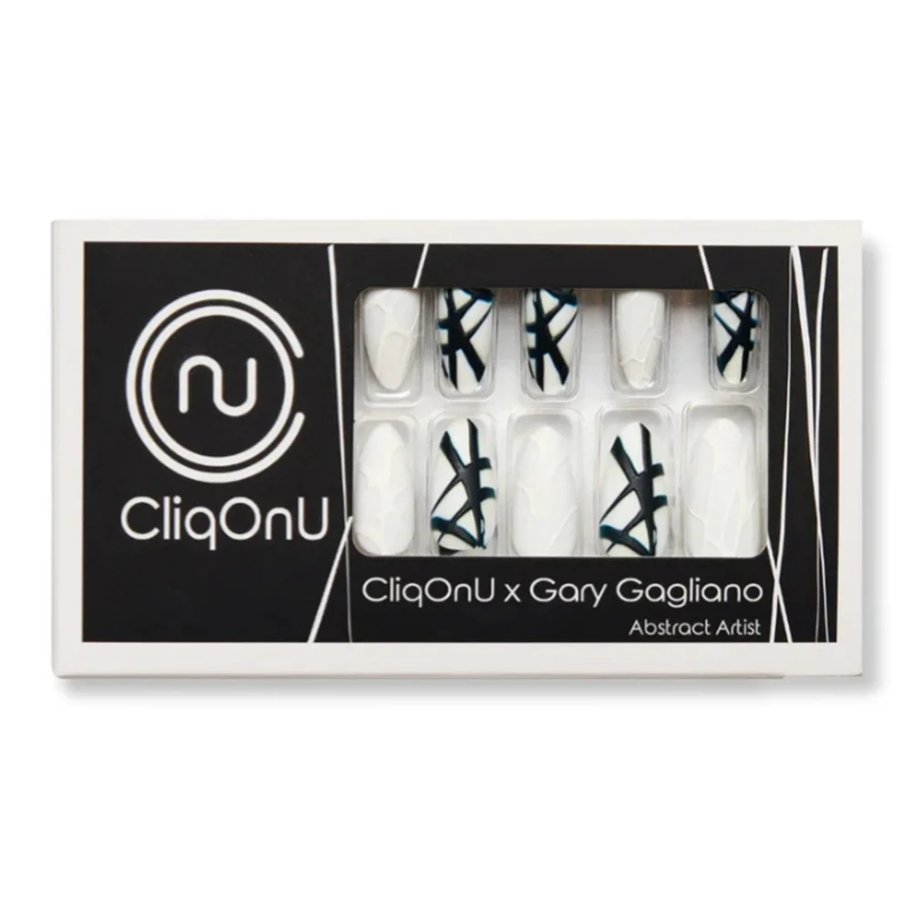 Designer Nails High Quality Black White Gary Gagliani Stiletto Press On Nail Kit